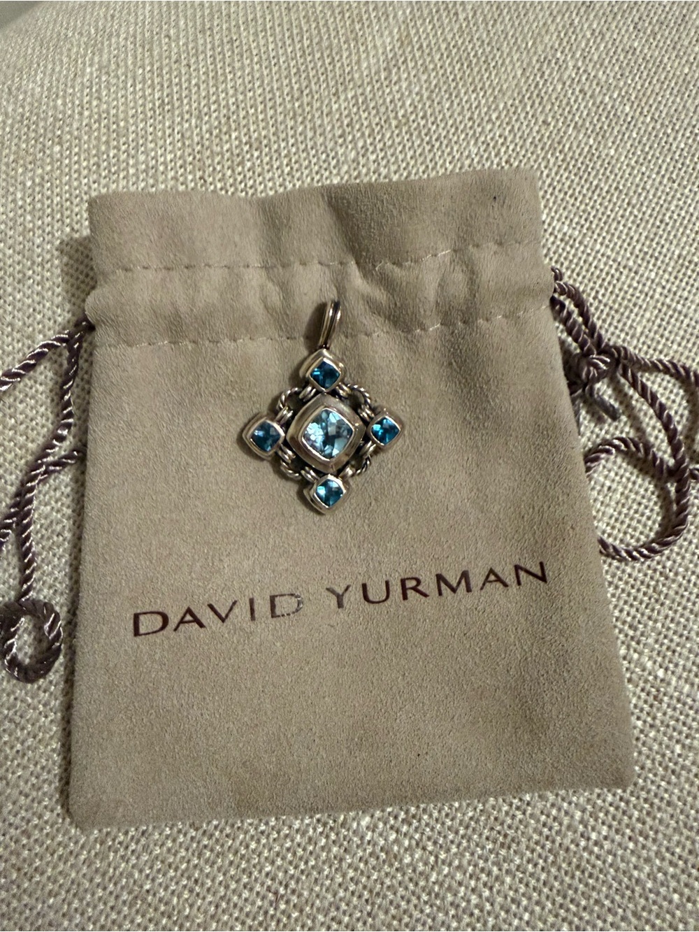 David Yurman Blue Topaz & aquamarine Sterling Pendant